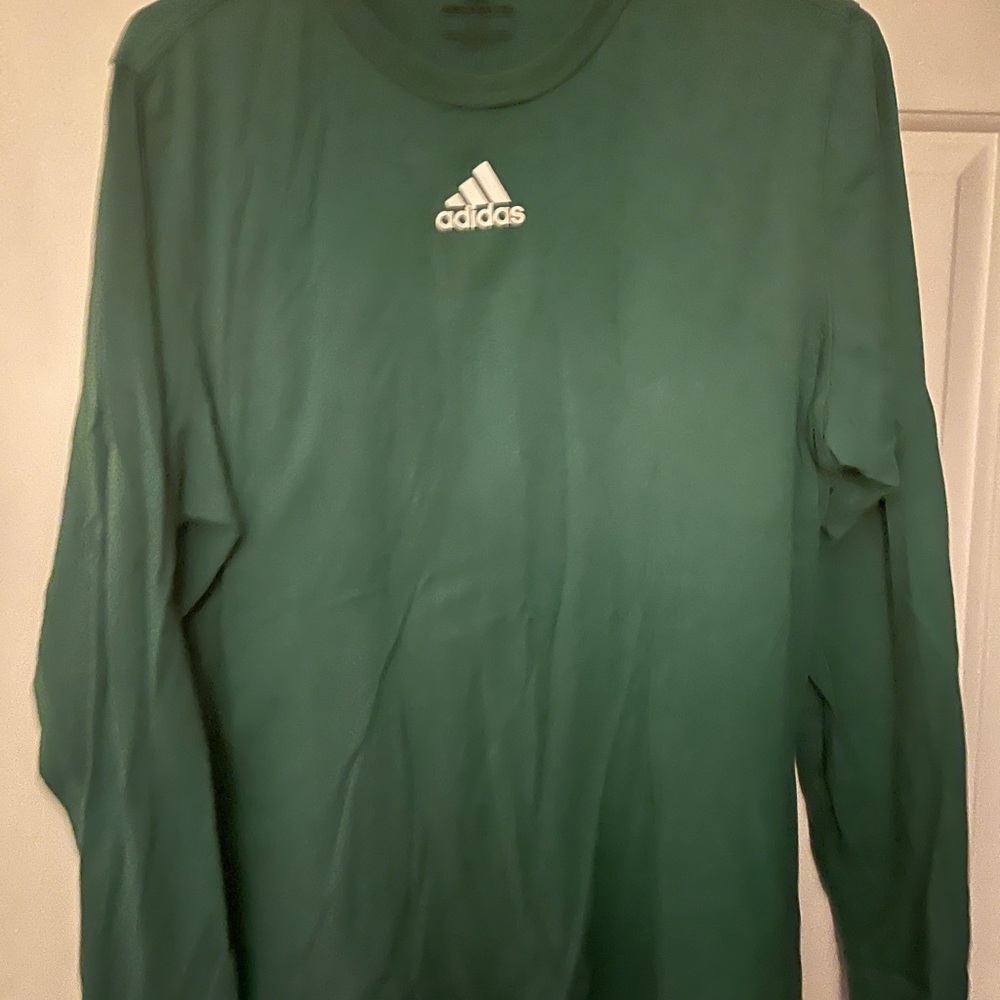 Adidas Men's Green Long Sleeve Tee